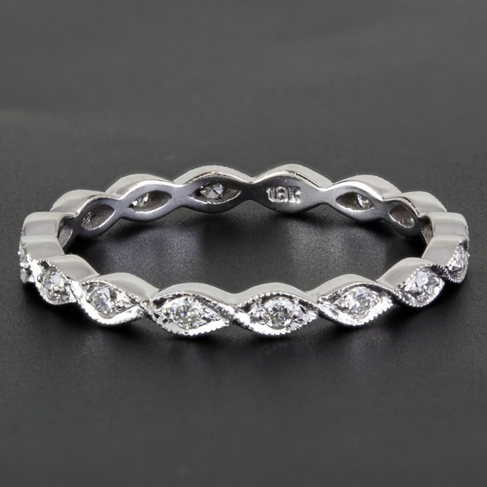New Jolie 18k White Gold Diamond Stackable Eternity Anniversary / Wedding Ring